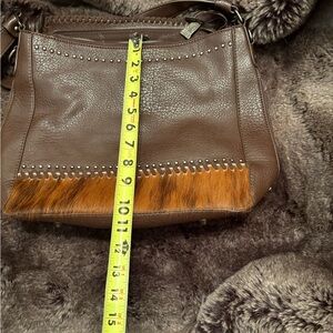 Brown Leather Women's Bag with calf hair